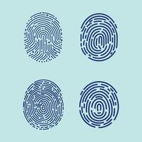 User finger scan icon set. Fingerprint touch biometric id symbol. Modern account thumbprint identification security sign collection. User recognition scanner badge vector
