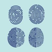 User finger scan icon set. Fingerprint touch biometric id symbol. Modern account thumbprint identification security sign collection. User recognition scanner badge vector