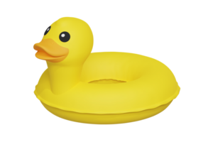 Yellow pool inflatable toy in the shape of duck 3d rendered icon isolated png