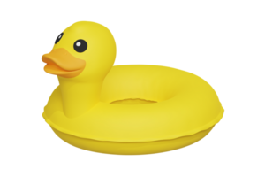 Yellow pool inflatable toy in the shape of duck 3d rendered icon isolated png