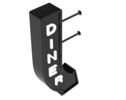 Diner sign arrow isolated on background. 3d rendering - illustration png