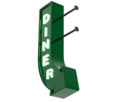 Diner sign arrow isolated on background. 3d rendering - illustration png