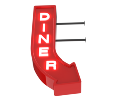 Diner sign arrow isolated on background. 3d rendering - illustration png