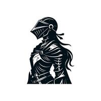 female knight in black simple illustration vector