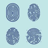 User finger scan icon set. Fingerprint touch biometric id symbol. Modern account thumbprint identification security sign collection. User recognition scanner badge vector