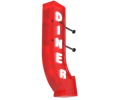 Diner sign arrow isolated on background. 3d rendering - illustration png