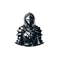 female knight in black simple illustration vector