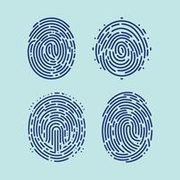 User finger scan icon set. Fingerprint touch biometric id symbol. Modern account thumbprint identification security sign collection. User recognition scanner badge vector