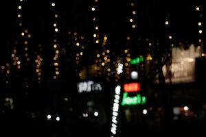 Abstract blur city night lights. Light blur background. photo