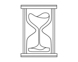 Hand drawn cute outline illustration of hourglass or sandglass. Watch counting time. Flat timetable or schedule line art doodle. Planning or time management icon. Event deadline. Isolated. vector
