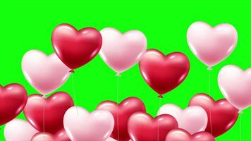 Heart Balloon Transition On Greenscreen Background 2D Cartoon Animation video