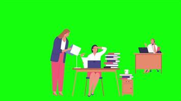 Office Workers Talking Among Themselves About The Project On Greenscreen Background 2D Cartoon Animation video