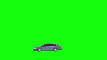 auto het rijden door de stad Aan groene scherm 2d tekenfilm animatie video