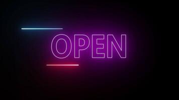 Neon Open Sign Background On Alpha Channel 2D Cartoon Animation video