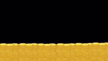 Golden Coins Falling On Alpha Channel 2D Cartoon Animation video
