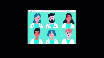 Ärzte reden Über Projekt durch Anruf auf Alpha Kanal 2d Karikatur Animation video