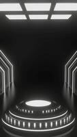 svart och vit neon lyx podium piedestal produkt visa och svart låda porträtt bakgrund 3d tolkning video