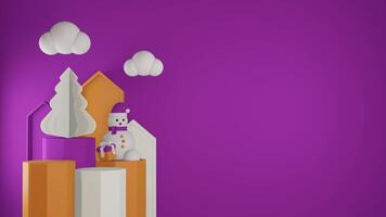 3d violet Contexte avec Noël minimaliste podium, adapté pour produit promotion video