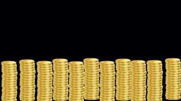 Golden Coins Falling On Black Background On Alpha Channel 2D Cartoon Animation video