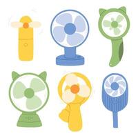 Set of table fan hand fan in flat style. Modern illustration of an electric fan. vector