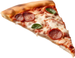 se livrer dans une tranche avec gluant mozzarella, à la perfection cuit. ai-généré. png