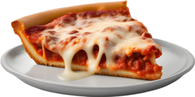 se livrer dans une tranche avec gluant mozzarella, à la perfection cuit. ai-généré. png