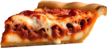 se livrer dans une tranche avec gluant mozzarella, à la perfection cuit. ai-généré. png