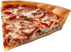 se livrer dans une tranche avec gluant mozzarella, à la perfection cuit. ai-généré. png