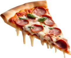 Indulge in a slice with gooey mozzarella, perfectly baked. AI-Generated. png