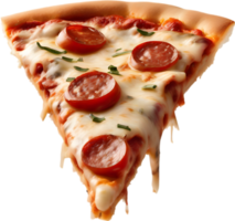 se livrer dans une tranche avec gluant mozzarella, à la perfection cuit. ai-généré. png