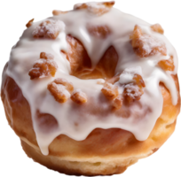 genieten in de onweerstaanbaar charme van een donut, met een glanzend topping dat belooft een verrukkelijk, decadent beleven. ai-gegenereerd. png