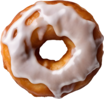 genieten in de onweerstaanbaar charme van een donut, met een glanzend topping dat belooft een verrukkelijk, decadent beleven. ai-gegenereerd. png