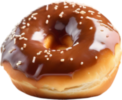 Indulge in the irresistible charm of a donut, featuring a lustrous topping that promises a delightful, decadent experience. AI-Generated. png