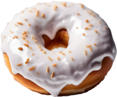 genieten in de onweerstaanbaar charme van een donut, met een glanzend topping dat belooft een verrukkelijk, decadent beleven. ai-gegenereerd. png