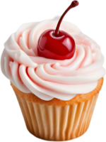 ricoperto di ciliegia Cupcake con glassa, ideale per dolce ispirazione. ai-generato. png