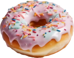 Indulge in the irresistible charm of a donut, featuring a lustrous topping that promises a delightful, decadent experience. AI-Generated. png