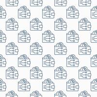 Crypto Wallet Decentralized Cryptocurrency thin line seamless pattern vector
