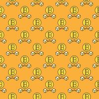 Bitcoin and two blocks Cryptocurrency colored seamless pattern vector