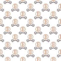 Blocks with Bitcoin Cryptocurrency outline seamless pattern vector