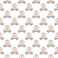 Blocks with Bitcoin Cryptocurrency outline seamless pattern vector