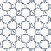 Bitcoin inside Blocks Decentralized Cryptocurrency thin line seamless pattern vector