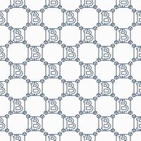 Bitcoin inside Blocks Decentralized Cryptocurrency thin line seamless pattern vector