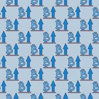 Arrow and Bitcoin Cryptocurrency growing colored seamless pattern vector