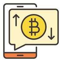 bitcoin firmar en teléfono pantalla cripto teléfono inteligente de colores icono o diseño elemento vector