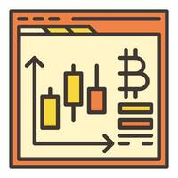 Bitcoin Trading in Web Browser Cryptocurrency colored icon or design element vector