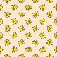 Bitcoin sign inside Arrows Crypto Currency round colored seamless pattern vector