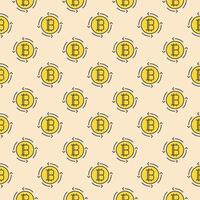 Bitcoin sign inside Arrows Crypto Currency round colored seamless pattern vector