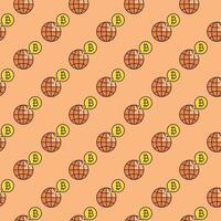 Earth and Bitcoin Worldwide Cryptocurrency colored seamless pattern vector
