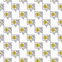 Bitcoin on Tablet Screen Crypto Trading colored seamless pattern vector