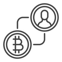 Man with Bitcoin sign Crypto P2P outline icon or symbol vector